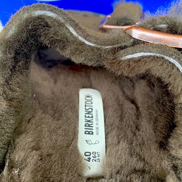 BIRKENSTOCK NEW Arizona Shearling Fur Suede Leather Mocha Brown Sandals 40 9 9.5 - Picture 5 of 7